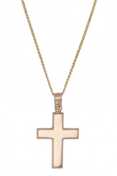 Σταυρός Με Αλυσίδα Διπλής Όψεως Χρυσός 14 Καράτια oro1902 