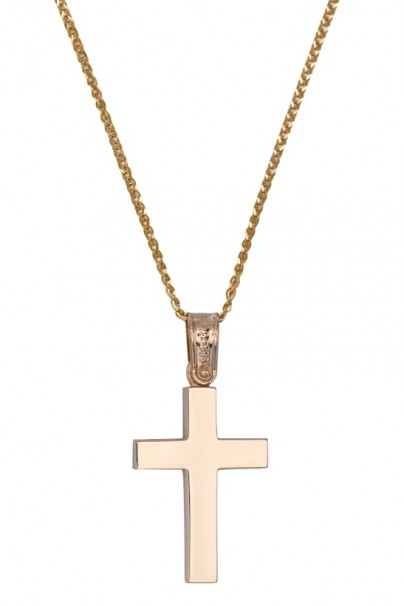 Σταυρός Διπλής Όψεως Με Αλυσίδα Χρυσός 14 Καράτια oro1905 