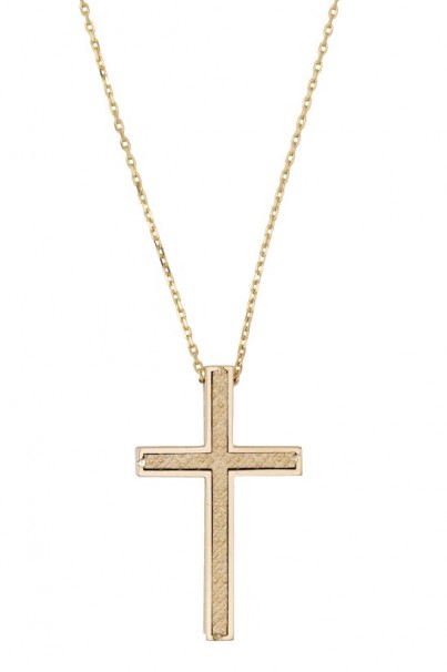 Σταυρός Με Αλυσίδα,Xρυσός 14 Καράτια Με Ζιργκόν oro1912 