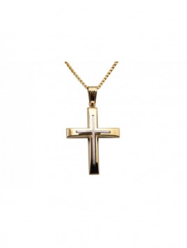 Σταυρός Ανδρικός Χρυσός 14 Καράτια Με Αλυσίδα oro2154