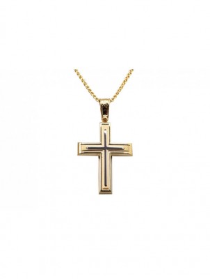 Σταυρός Ανδρικός Χρυσός 14 Καράτια Με Αλυσίδα oro2152