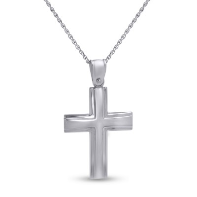 Σταυρός Με Αλυσίδα Λευκόχρυσος, 14 Καράτια oro2786