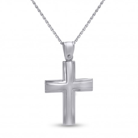 Σταυρός Με Αλυσίδα Λευκόχρυσος, 14 Καράτια oro2786 