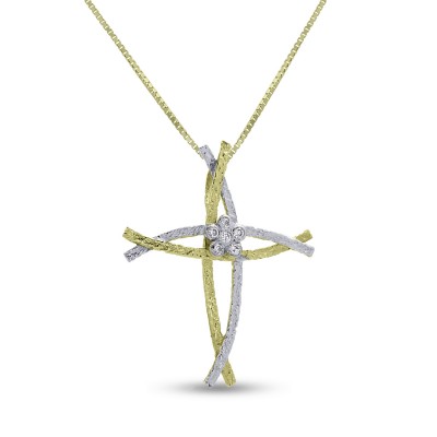 Σταυρός Με Αλυσίδα Δίχρωμος Χρυσό-Λευκόχρυσο, 14 Καράτια, Λευκά Ζιργκόν oro2613 Σταυρός Με Αλυσίδα Δίχρωμος Χρυσό-Λευκόχρυσο, 14 Καράτια, Λευκά Ζιργκόν oro2613