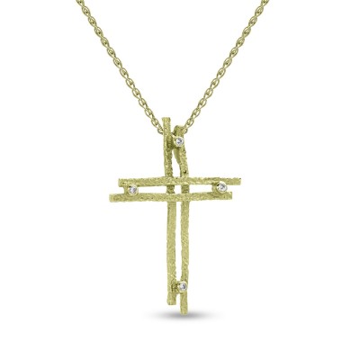 Σταυρός Με Αλυσίδα Χρυσός, 14 Καράτια Με Λευκά Ζιργκόν oro2615 Σταυρός Με Αλυσίδα Χρυσός, 14 Καράτια Με Λευκά Ζιργκόν oro2615
