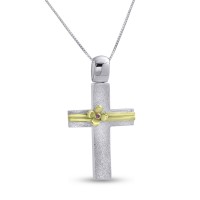 Σταυρός Δίχρωμος Λευκόχρυσο-Ροζ Χρυσό 14 Καράτια Με Αλυσίδα oro2791