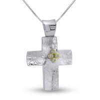Σταυρός Δίχρωμος Λευκόχρυσο-Χρυσό 14 Καράτια Με Αλυσίδα oro2794