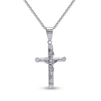 Σταυρός Με Αλυσίδα Λευκόχρυσο 14 Καράτια Με Εσταυρωμένο oro2786