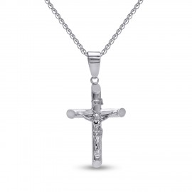 Σταυρός Με Αλυσίδα Λευκόχρυσο 14 Καράτια Με Εσταυρωμένο oro2786