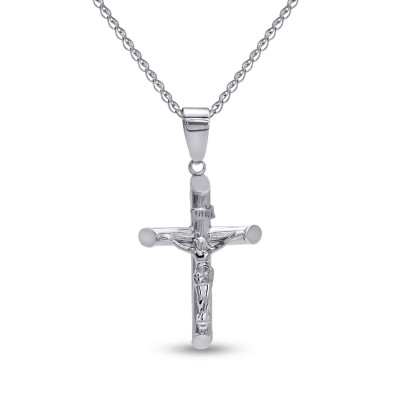 Σταυρός Με Αλυσίδα Λευκόχρυσο 14 Καράτια Με Εσταυρωμένο oro2786
