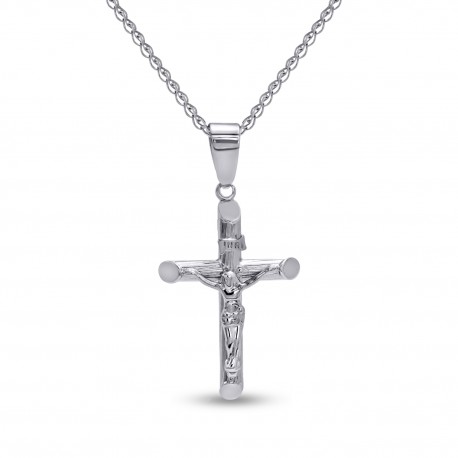 Σταυρός Με Αλυσίδα Λευκόχρυσο 14 Καράτια Με Εσταυρωμένο oro2786 