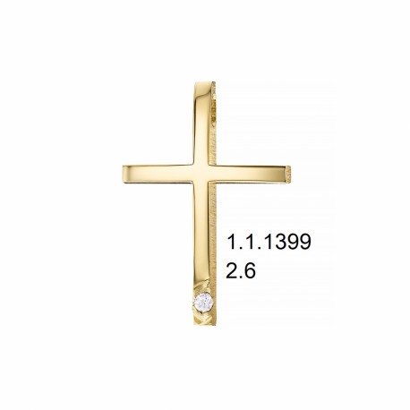 Σταυρός TRIANTOS Χρυσός 14 Καράτια,Πέτρα Ζιργκόν Με Αλυσίδα 1.1.1399 