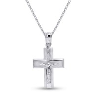 Σταυρός Με Αλυσίδα Λευκόχρυσο 14 Καράτια Με Εσταυρωμένο oro2847