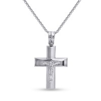 Σταυρός Με Αλυσίδα Λευκόχρυσο 14 Καράτια Με Εσταυρωμένο oro2848