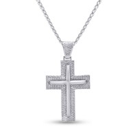 Σταυρός Λευκόχρυσος 14 Καράτια Με Αλυσίδα oro2849