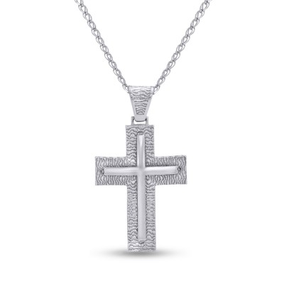 Σταυρός Λευκόχρυσος 14 Καράτια Με Αλυσίδα oro2849