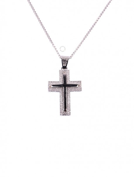 Σταυρός Λευκόχρυσος 14 Καράτια Με Αλυσίδα oro2849 
