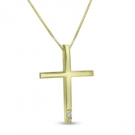 Σταυρός TRIANTOS Χρυσός 14 Καράτια,Πέτρα Ζιργκόν Με Αλυσίδα 1.1.1399