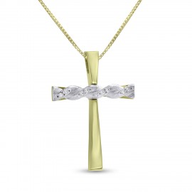 Σταυρός TRIANTOS Χρυσός 14 Καράτια,Πέτρα Ζιργκόν Με Αλυσίδα 1.1.1384
