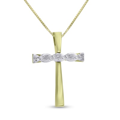 Σταυρός TRIANTOS Χρυσός 14 Καράτια,Πέτρα Ζιργκόν Με Αλυσίδα 1.1.1384
