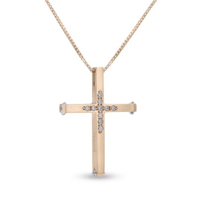 Σταυρός Με Αλυσίδα Triantos Ροζ Χρυσό 14 Καράτια Με Ζιργκόν 1.1.1364 Σταυρός Με Αλυσίδα Triantos Ροζ Χρυσό 14 Καράτια Με Ζιργκόν 1.1.1364