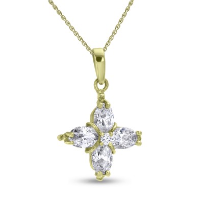 Σταυρός Με Αλυσίδα,Χρυσός,14 Καράτια Με Λευκό Ζιργκόν oro2843