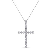 Σταυρός Με Αλυσίδα Λευκόχρυσος, 18 Καράτια, Λευκά Μπριγιάν oro2881