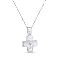 Σταυρός Με Αλυσίδα Λευκόχρυσος, 18 Καράτια, Λευκό Μπριγιάν oro2886