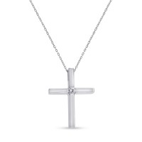 Σταυρός Με Αλυσίδα Λευκόχρυσος, 18 Καράτια, Λευκό Μπριγιάν oro2883