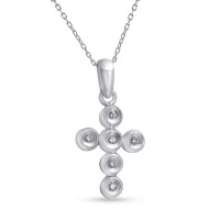 Σταυρός Με Αλυσίδα Λευκόχρυσος, 18 Καράτια, Λευκά Μπριγιάν oro2882