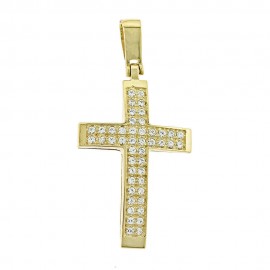 Σταυρός Γυναικείος Χρυσός 14 Καράτια Με Πέτρες Ζιργκόν 5ΔΟ.146ΣΤ 