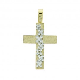 Σταυρός Γυναικειός Χρυσός 14 Καράτια Με Πέτρες Ζιργκόν 5ΔΟ.182ΣΤ