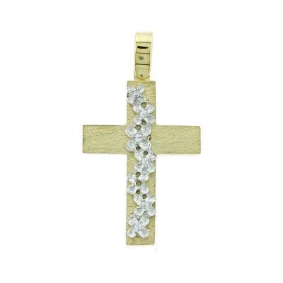 Σταυρός Γυναικειός Χρυσός 14 Καράτια Με Πέτρες Ζιργκόν 5ΔΟ.182ΣΤ