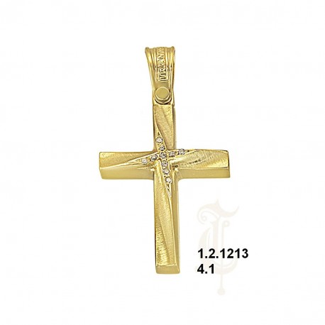 Σταυρός Triantos Με Αλυσίδα Χρυσός 14 Καράτια Με Ζιργκόν 1.2.1213 