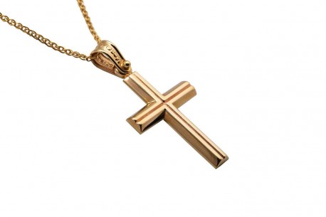 Σταυρός Ανδρικός Χρυσός 14 Καράτια Με Αλυσίδα oro322 