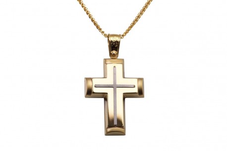 Σταυρός Ανδρικός Χρυσός 14 Καράτια Με Αλυσίδα oro326 