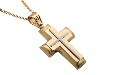 Σταυρός Ανδρικός Χρυσός 14 Καράτια Με Αλυσίδα oro326 
