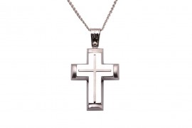 Σταυρός Ανδρικός Λευκόχρυσος 14 Καράτια Με Αλυσίδα oro318