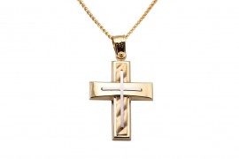 Σταυρός Ανδρικός Χρυσός 14 Καράτια Με Αλυσίδα oro327