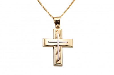 Σταυρός Ανδρικός Χρυσός 14 Καράτια Με Αλυσίδα oro327