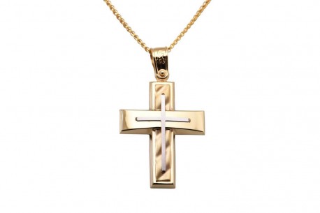 Σταυρός Ανδρικός Χρυσός 14 Καράτια Με Αλυσίδα oro327 