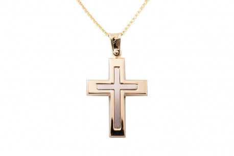 Σταυρός Ανδρικός Χρυσός 14 Καράτια Με Αλυσίδα oro312 