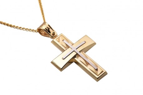 Σταυρός Ανδρικός Χρυσός 14 Καράτια Με Αλυσίδα oro327 