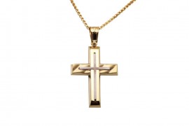 Σταυρός Ανδρικός Χρυσός 14 Καράτια Με Αλυσίδα oro324