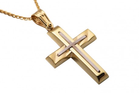 Σταυρός Ανδρικός Χρυσός 14 Καράτια Με Αλυσίδα oro324 