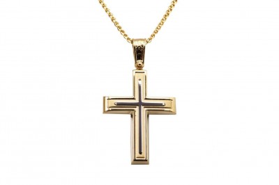 Σταυρός Ανδρικός Χρυσός 14 Καράτια Με Αλυσίδα oro346