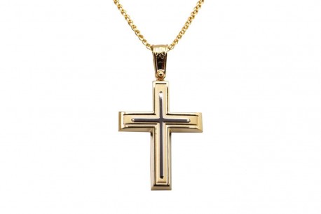 Σταυρός Ανδρικός Χρυσός 14 Καράτια Με Αλυσίδα oro346 