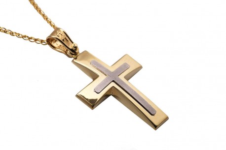 Σταυρός Ανδρικός Χρυσός 14 Καράτια Με Αλυσίδα oro347 