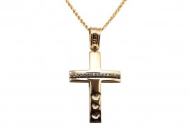 Σταυρός Με Αλυσίδα Γυναικείος Χρυσός 14 Καράτια Με Ζιργκόν oro341