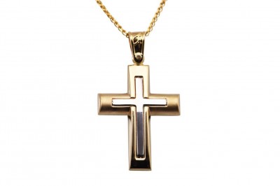 Σταυρός Ανδρικός Χρυσός 14 Καράτια Με Αλυσίδα oro348
